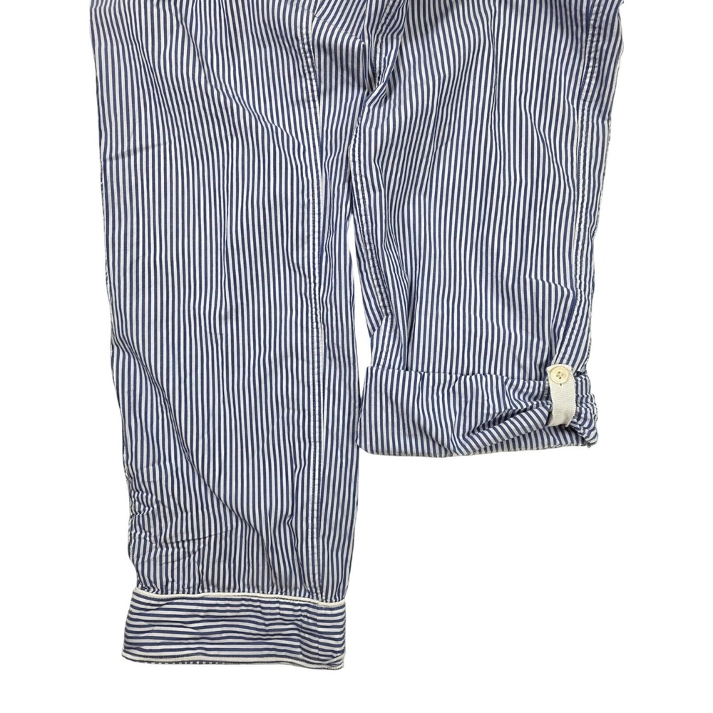 J. Crew Waistband Blue White Pin Striped Cuffed Hem Chino Pants Women's Size XS - Picture 2 of 6